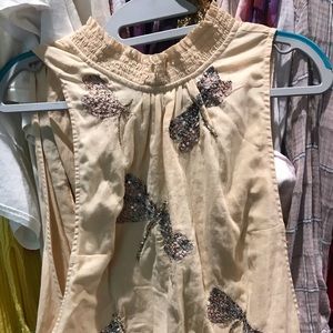 Free People: sequin dragonfly high collar top